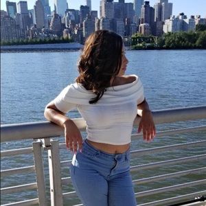 Forever 21 white fold over crop top